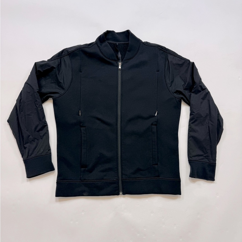 Lululemon Black Bomber Jacket w/ Front Vent Zippers and Thumb Loops - Size Large